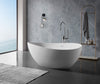 63'' Single Slipper Tub Solid Surface Stone Resin Freestanding Soaking Bathtub Comfortable Backrest