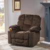 Luxurious Manual Recliner Chair in  Chocolate with Skin-Friendly Fabric and Dual Cup Holders