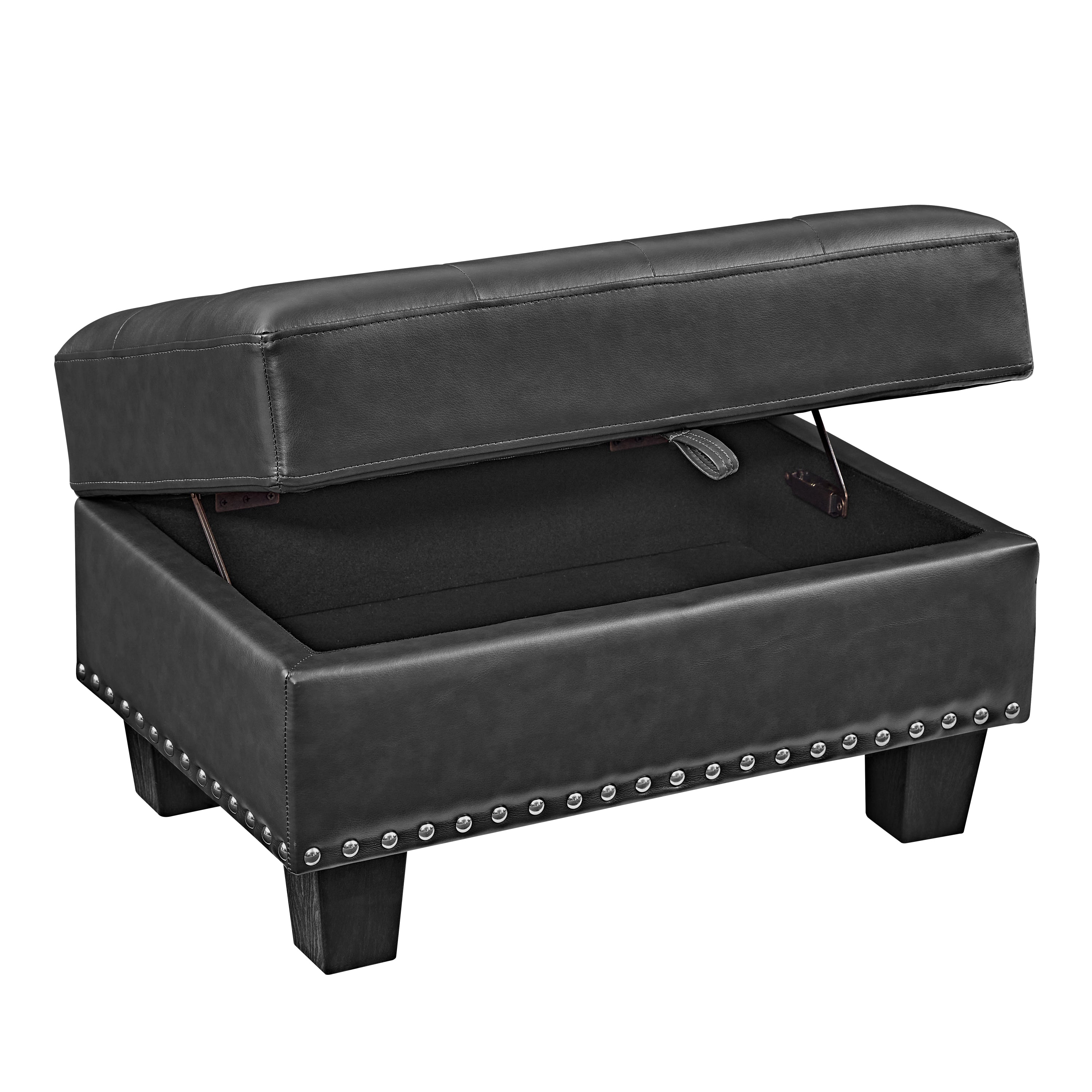 Sectional 3-Seaters Sofa , reversible recliner, Storage pad and wood grain cup holder, Non-slip leg, pu, black