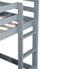 Twin over twin wood floor bunk bed with ladder, grey finish, front view