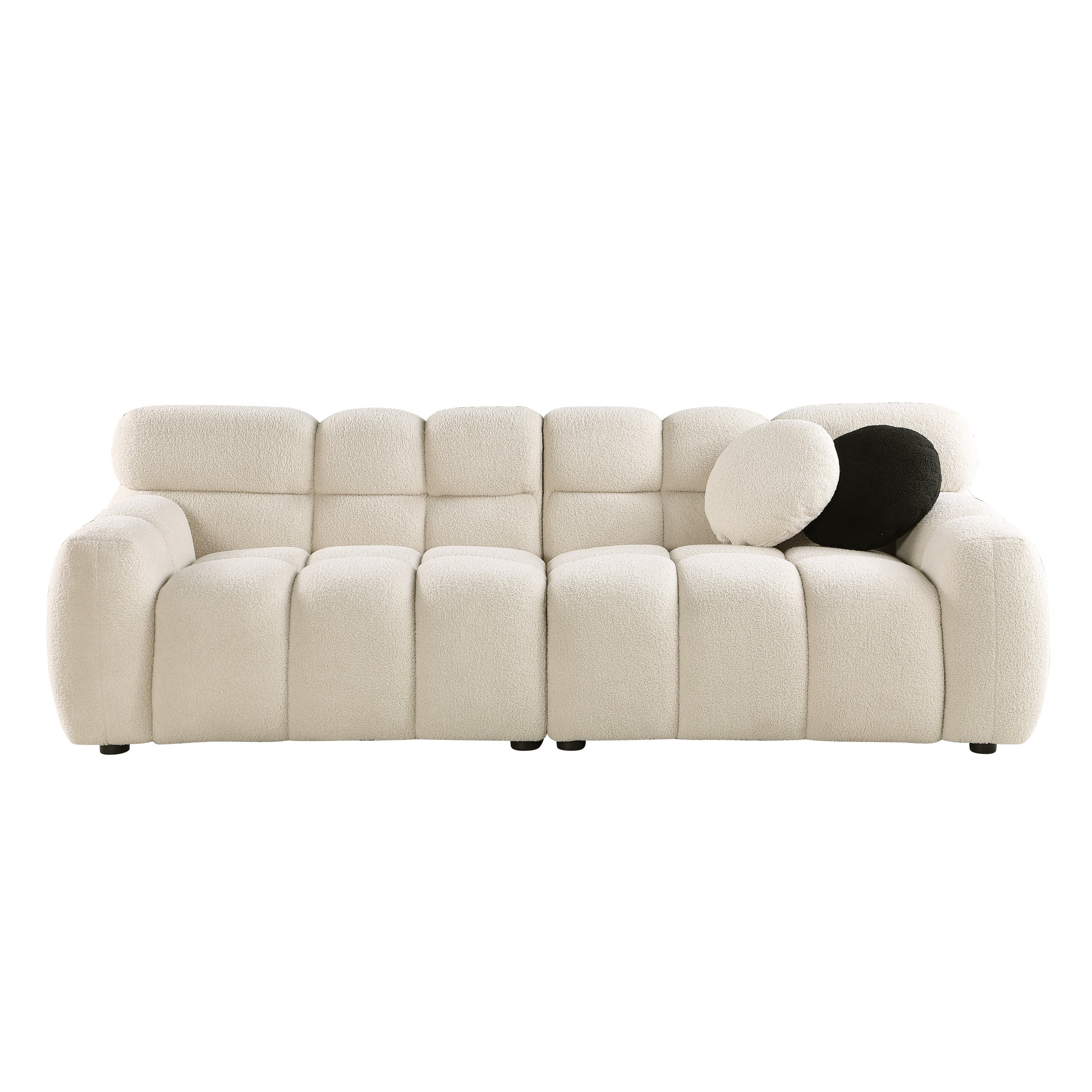 87.4 length ,35.83" deepth ,human body structure for USA people,  marshmallow sofa,boucle sofa ,3 seater, BEIGE  BOUCLE