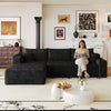 Black corduroy L-shaped sectional sofa, 103 inch, full front view
