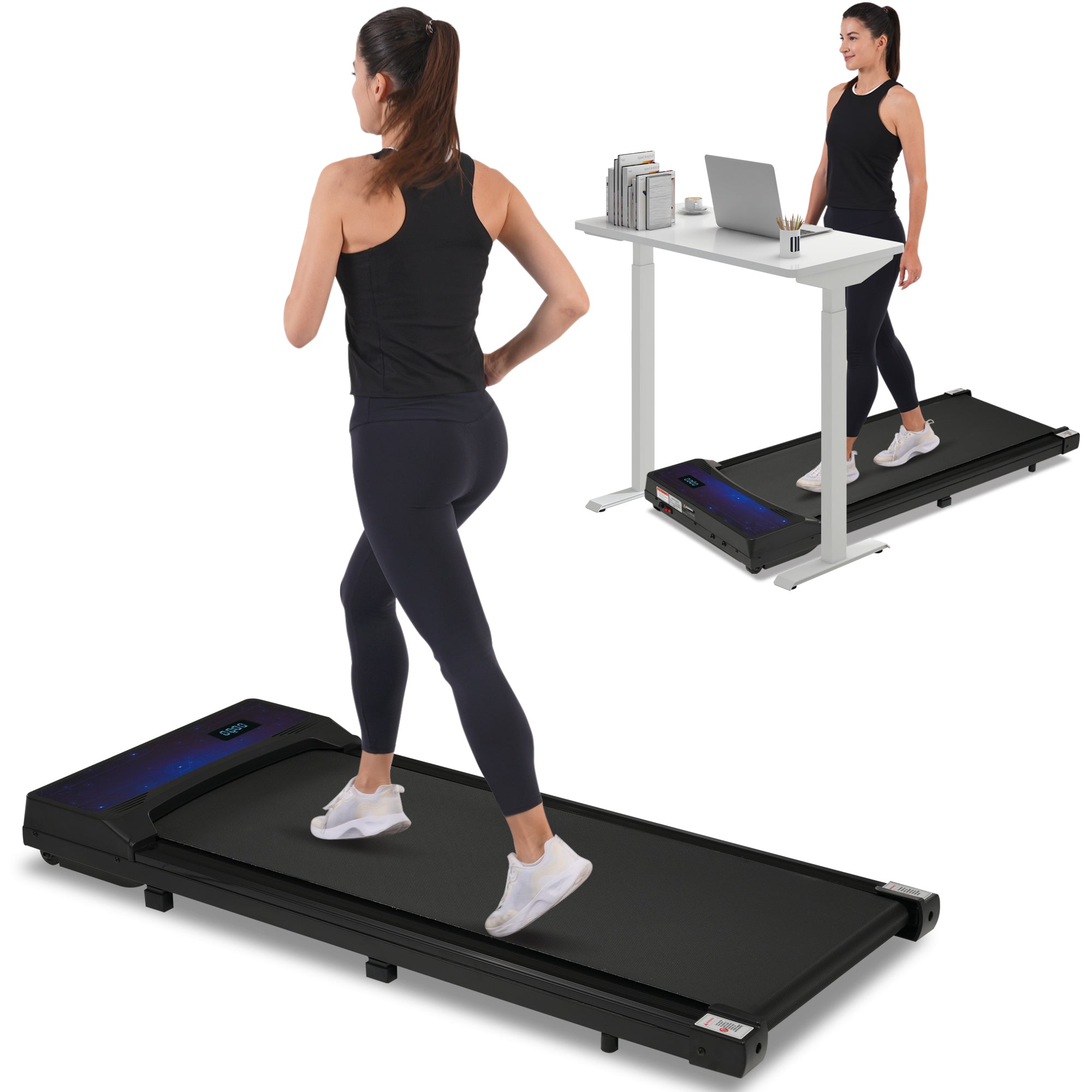 Walking Pad Under Desk Treadmill for Home Office -2.5HP Walking Treadmill 0.6-4MPH 300LBS Capacity Treadmill for Walking Running Remote Control Batteries