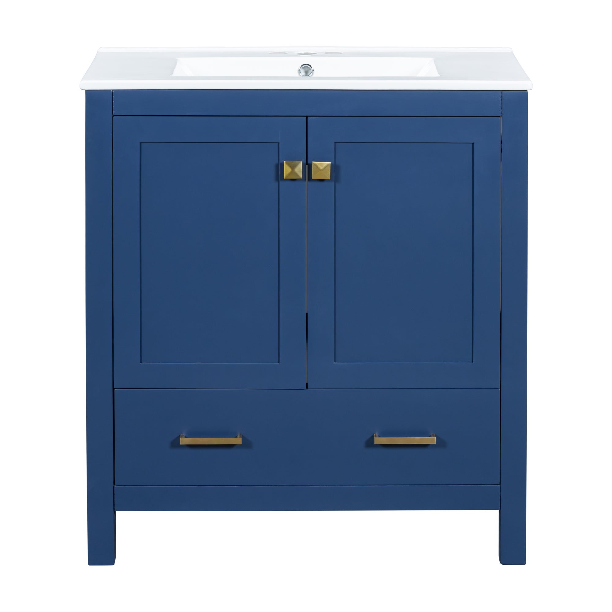 30" Blue Bathroom Vanity with Single Sink, Combo Cabinet Undermount Sink, Bathroom Storage Cabinet with 2 Doors and a Drawer, Soft Closing, Multifunctional Storage, Solid Wood Frame