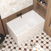 47-inch acrylic freestanding bathtub in gloss white, front angled view