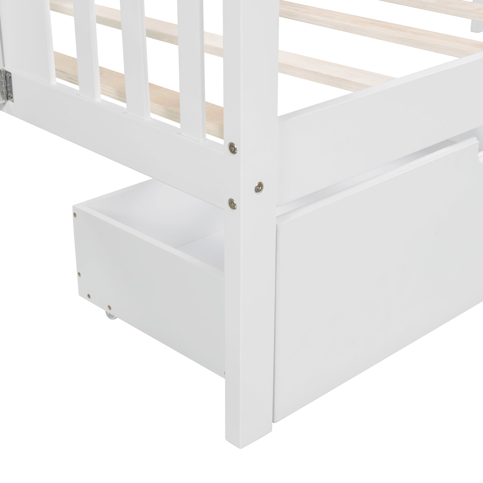 Twin size Daybed with Two Drawers, Wood Slat Support, White