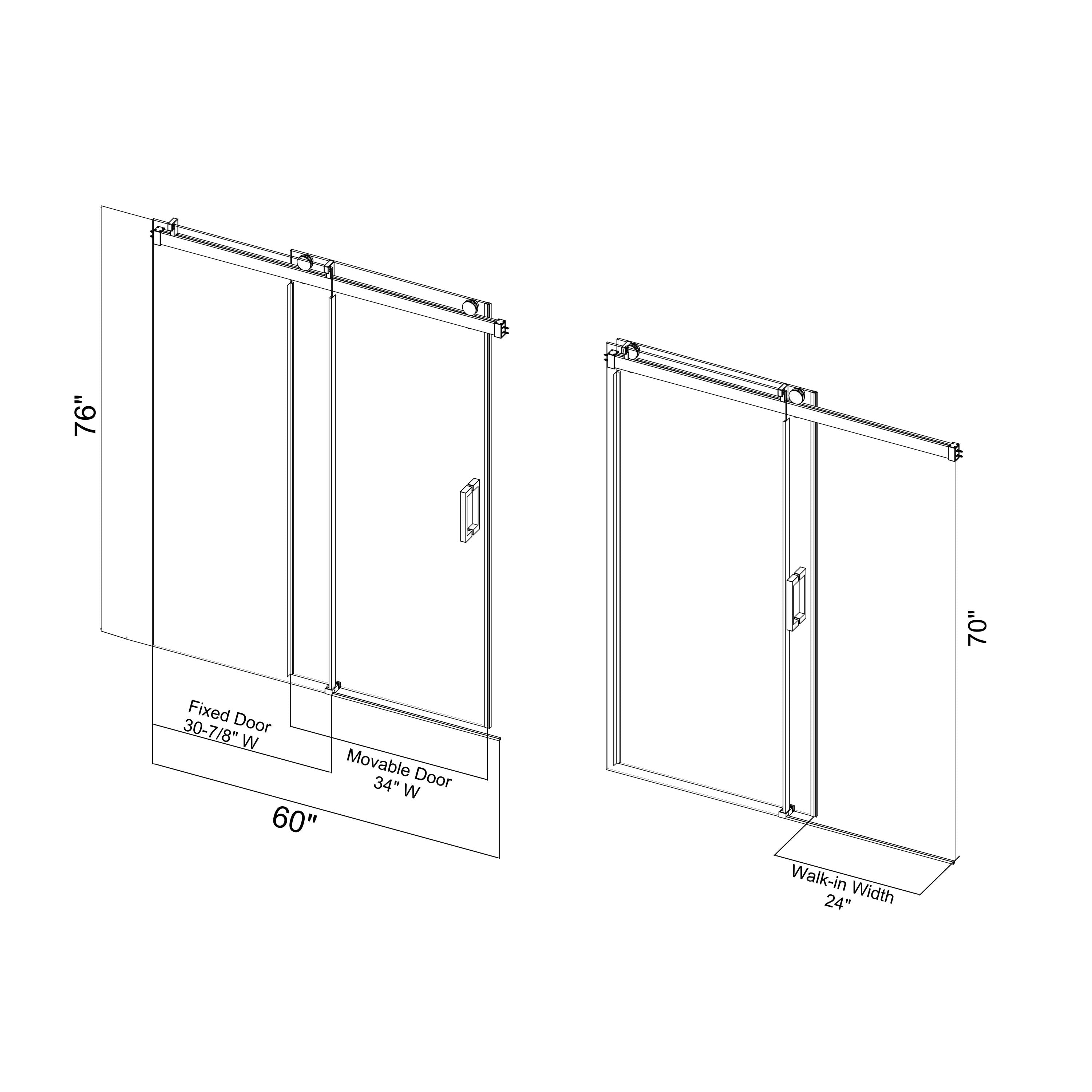 56" - 60" W x 76" H Frameless Soft-closing Single Sliding Shower Door, 3/8" (10mm) Tempered Glass with Easy-cleaning Coating, Matte Black 22D01-60MB