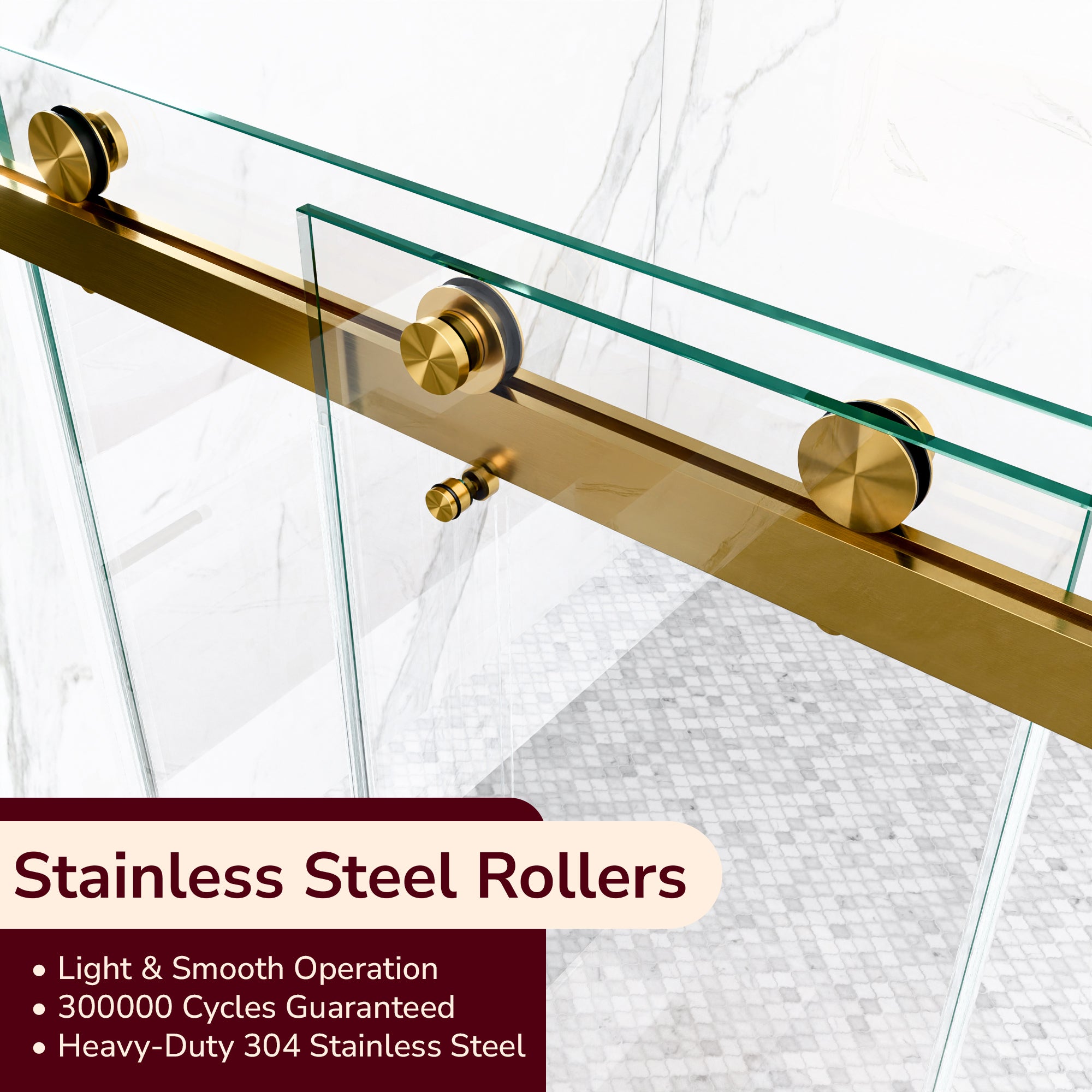 56-60 x 80 in Frameless Double Sliding Shower Door - 56-60 x 80 in / Brushed Gold view 6