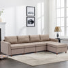 4 Seat Module Sectional Sofa Couch With 1 Ottoman for living room,Seat Cushion and Back Cushion Non-Removable and Non-Washable,Brown