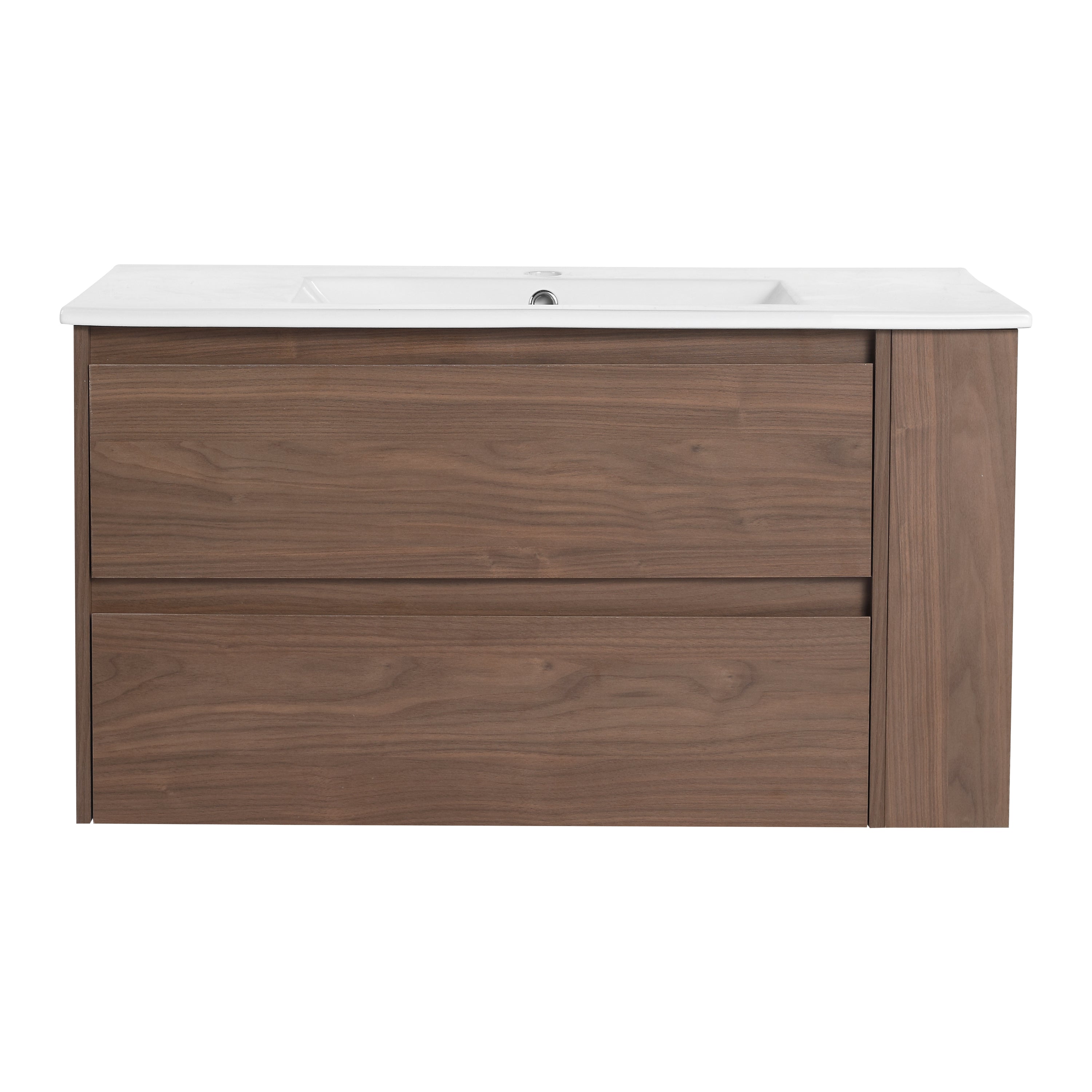 36" Wall Mounting Bathroom Vanity With Ceramic Sink, Soft Close Drawer