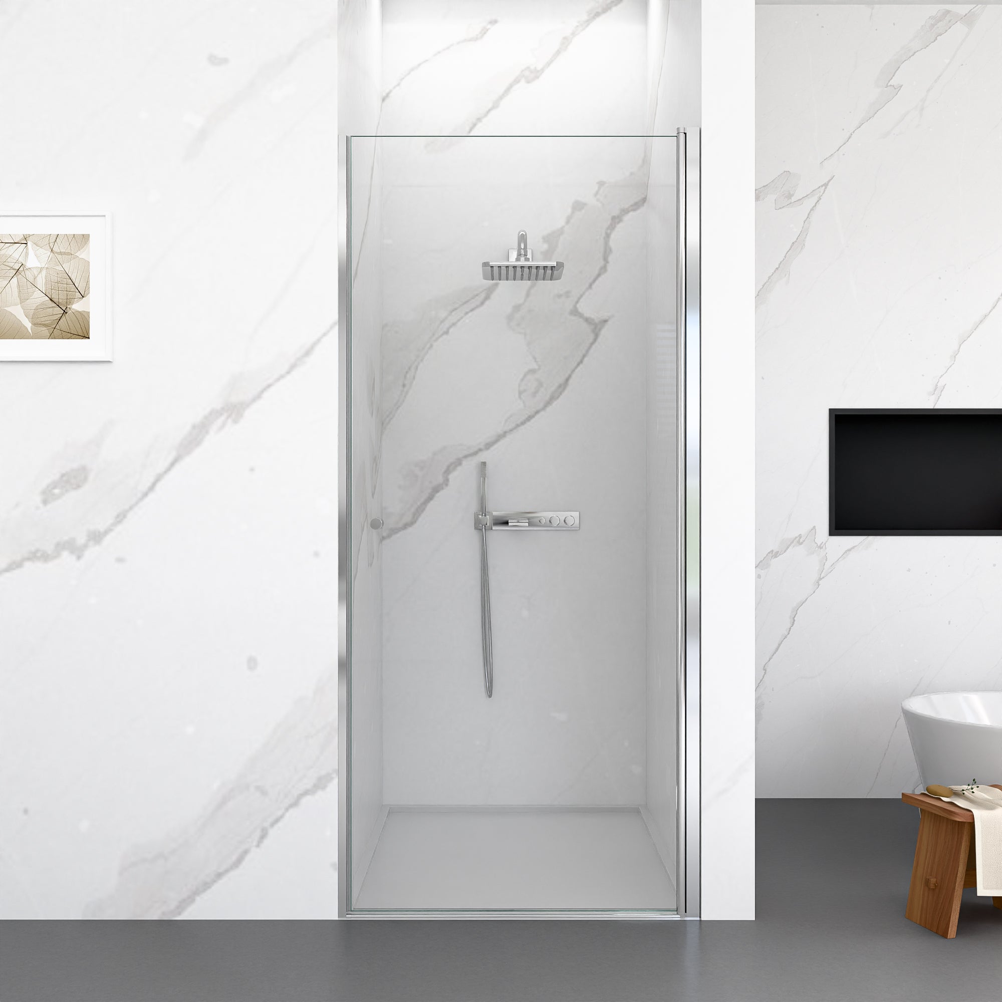 24-34 x 72 in Circular Pivot Shower Door - 24 x 72 in / Chrome / Semi-Frameless view 4