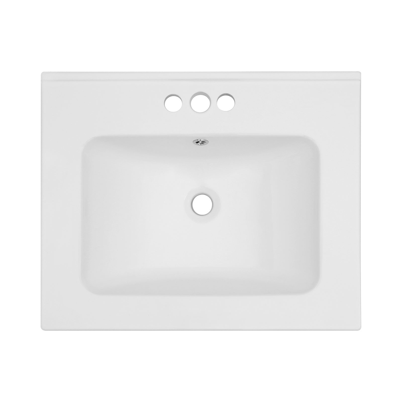 24"x19.7" White Rectangular Single Vanity Top with 3 Faucet Hole and Overflow(Sink Only)