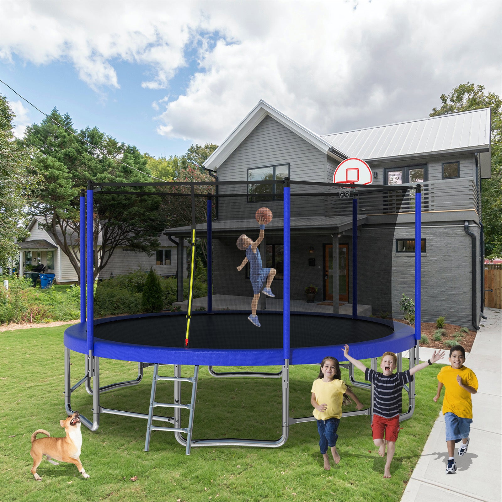 15FT for Kids Children with Safety Enclosure Net Outdoor Backyards Large Recreational Trampoline