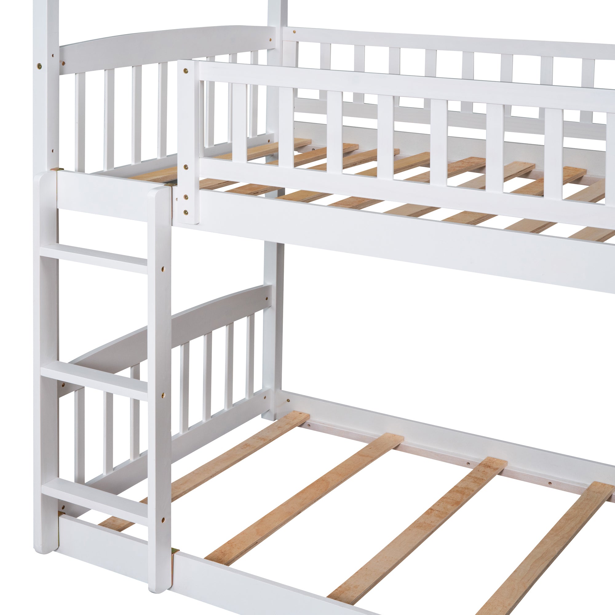 Twin Over Twin Bunk Bed with Slide, House Bed with Slide, White(OLD SKU: LT000213AAK)