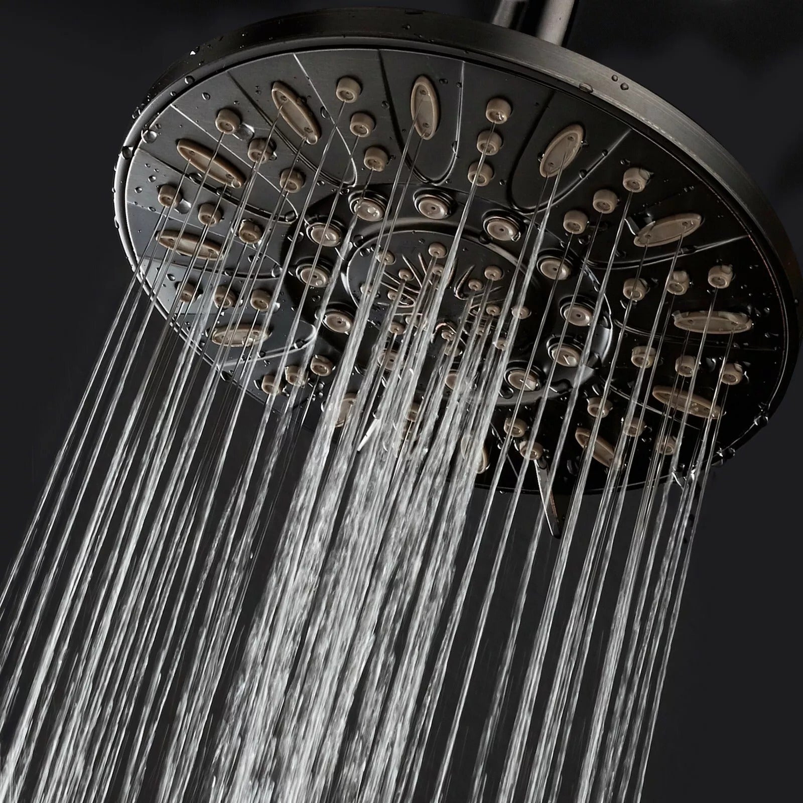 High-Pressure 7'' Rainfall Shower Head - 6 Settings, Oil Rubbed Bronze Finish