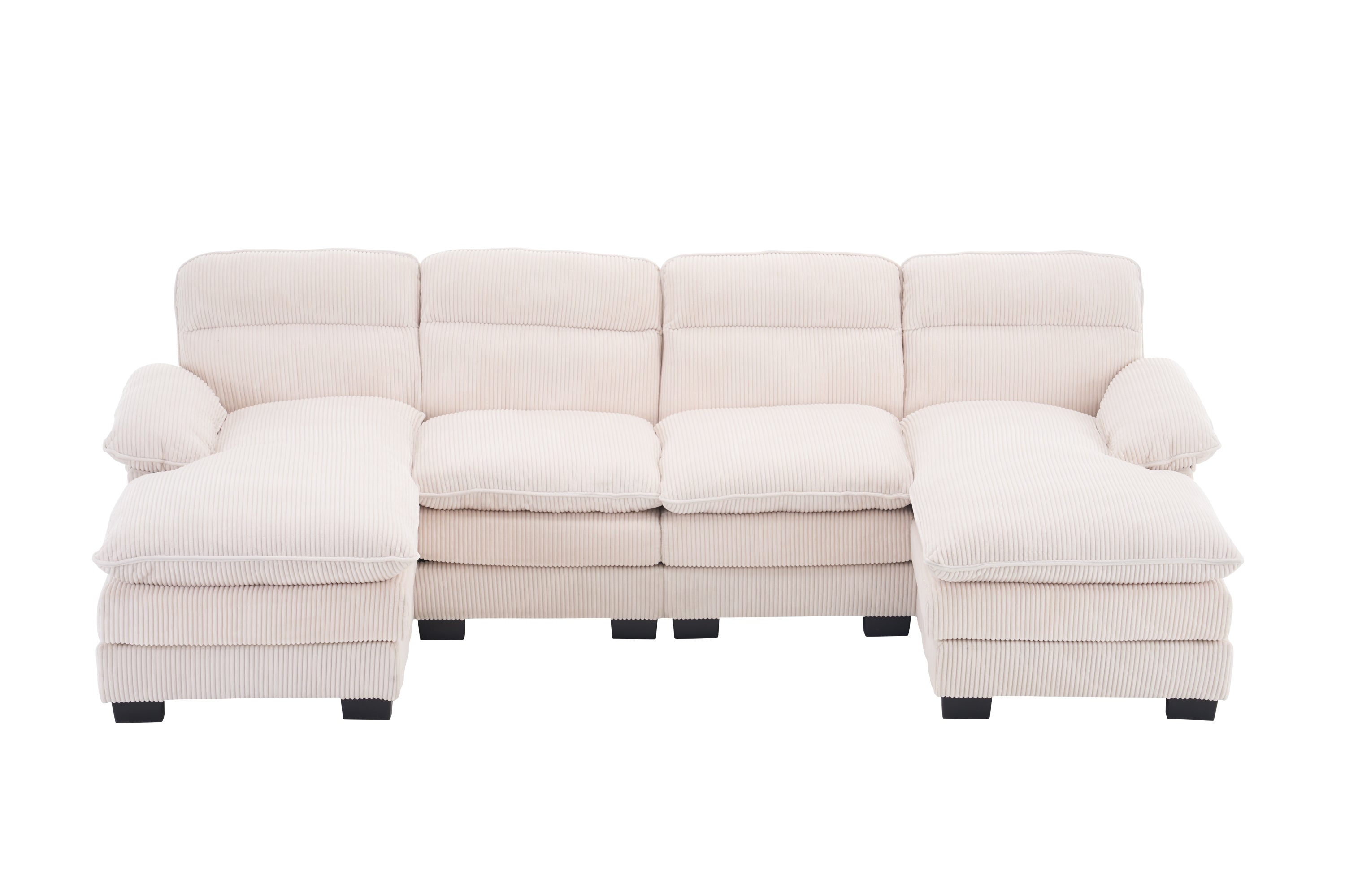 U-shaped profile sofa, including two single seats and two chaise, modular sofa, Corduroy sofa