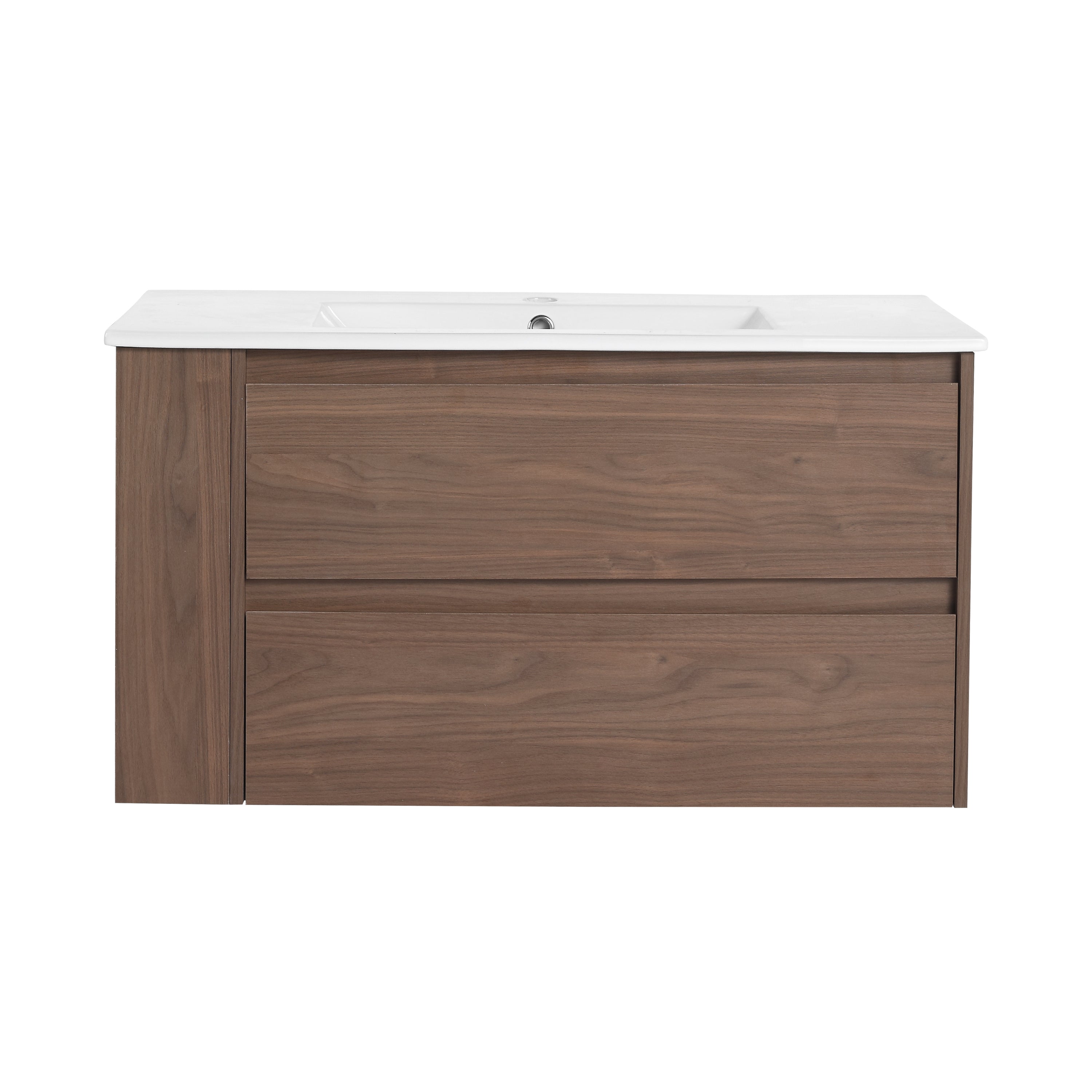 36" Wall Mounting Bathroom Vanity With Ceramic Sink, Soft Close Drawer