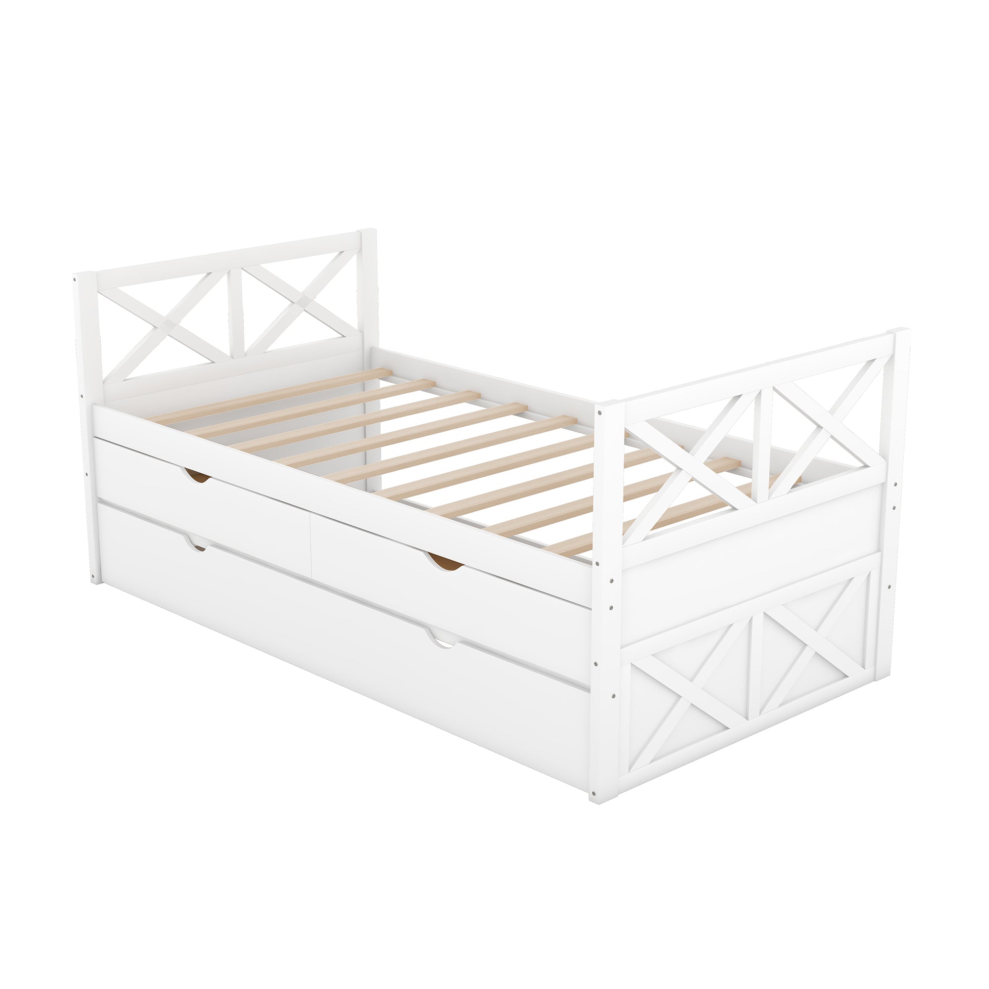 Multi-Functional Daybed with Drawers and Trundle, White