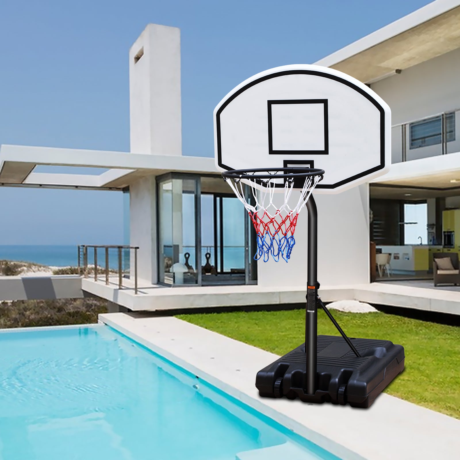 Portable Poolside Basketball Hoop System Basketball Hoop for Pool Height Adjustable 3.1ft-4.7ft with 36" Backboard for Indoor Outdoor Use