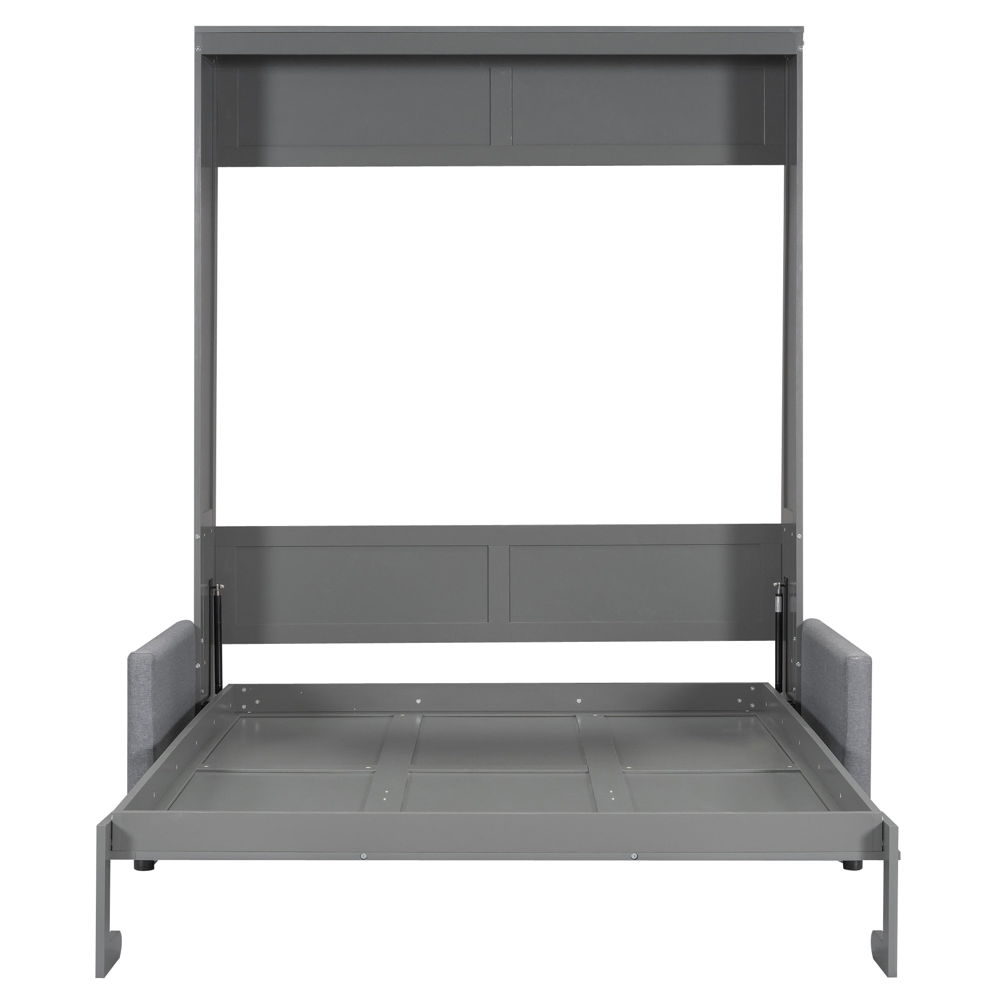 Queen Size Murphy Bed Wall Bed with Cushion,Gray