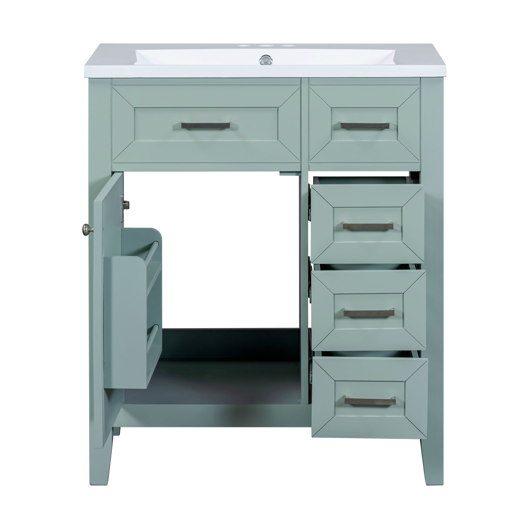 30" Bathroom Vanity with Sink Combo, Green Bathroom Cabinet with Drawers, Solid Frame and MDF Board (Old Sku:N725S999222F)