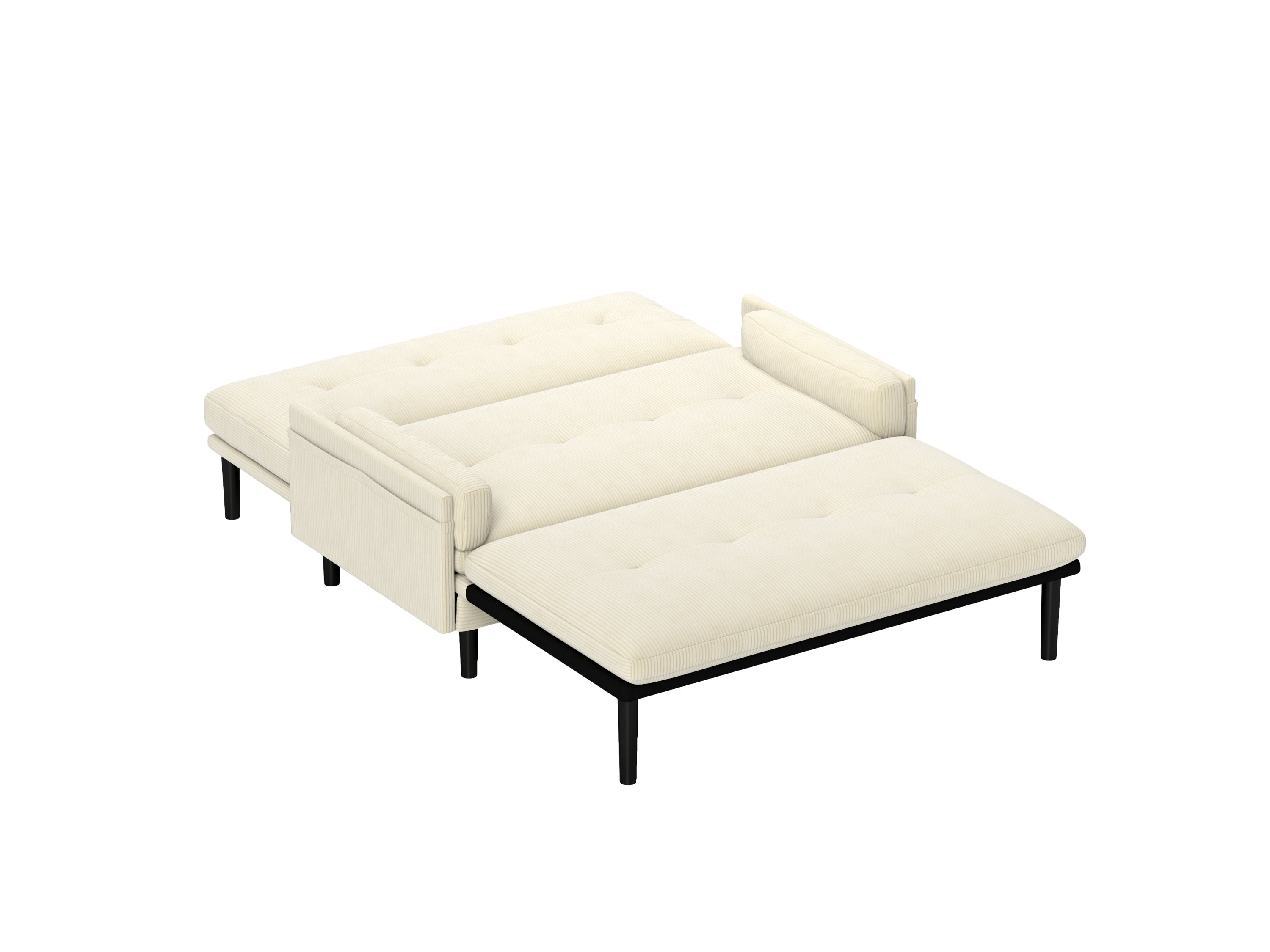 Ivory Corduroy Loveseat, Convertible Lounge Chair and Bed