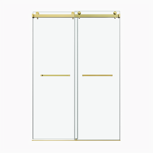 66 x 79 in Frameless Double Sliding Shower Door - 66 x 79 in / Brushed Gold view 1