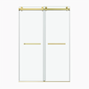 60 x 60 in frameless double sliding shower door brushed gold finish view