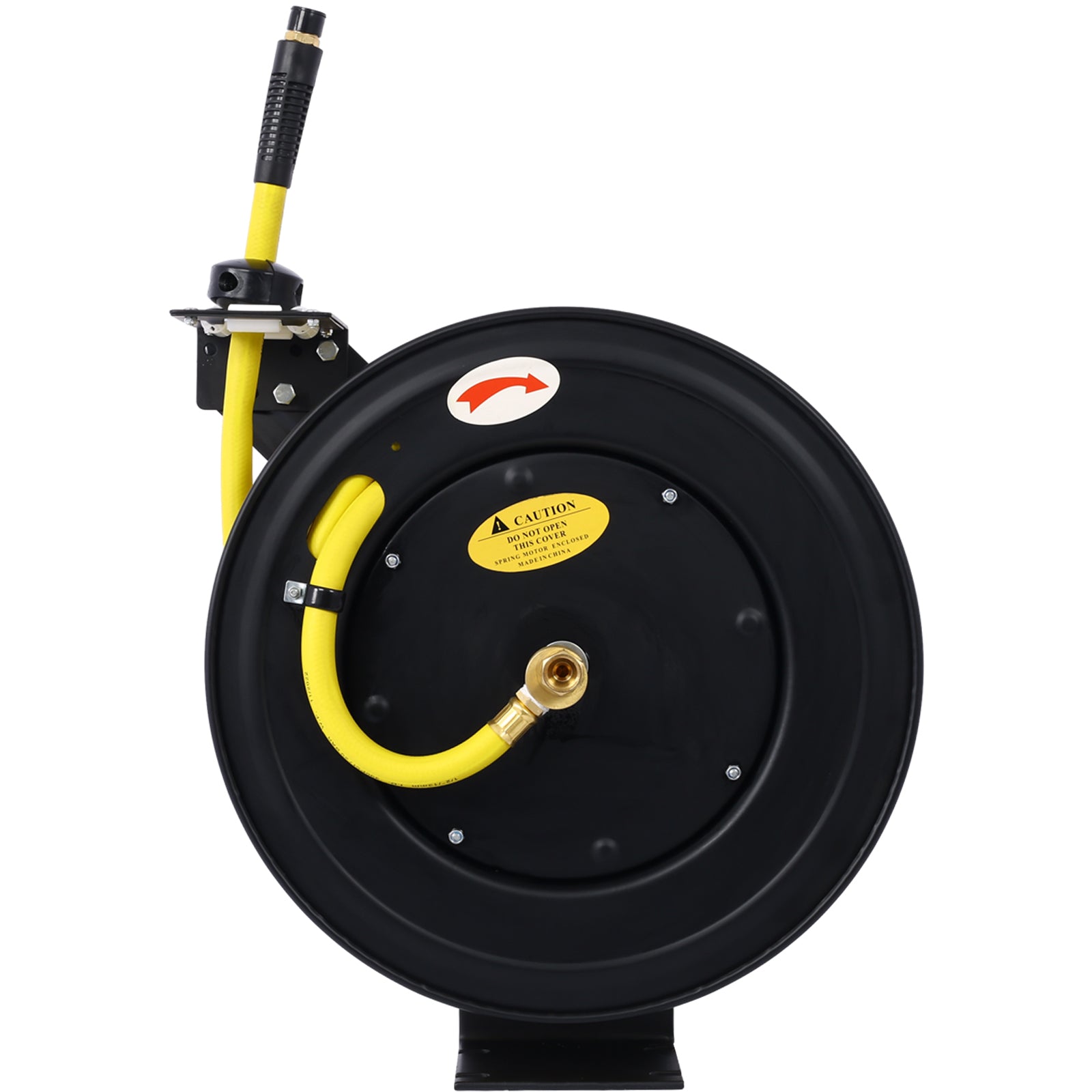 Retractable Air Hose Reel, 1/2" Inch x 50' Ft Auto Rewind Hose-Reel, Heavy Duty Steel Air Hose Reel, Industrial Grade Rubber Hose