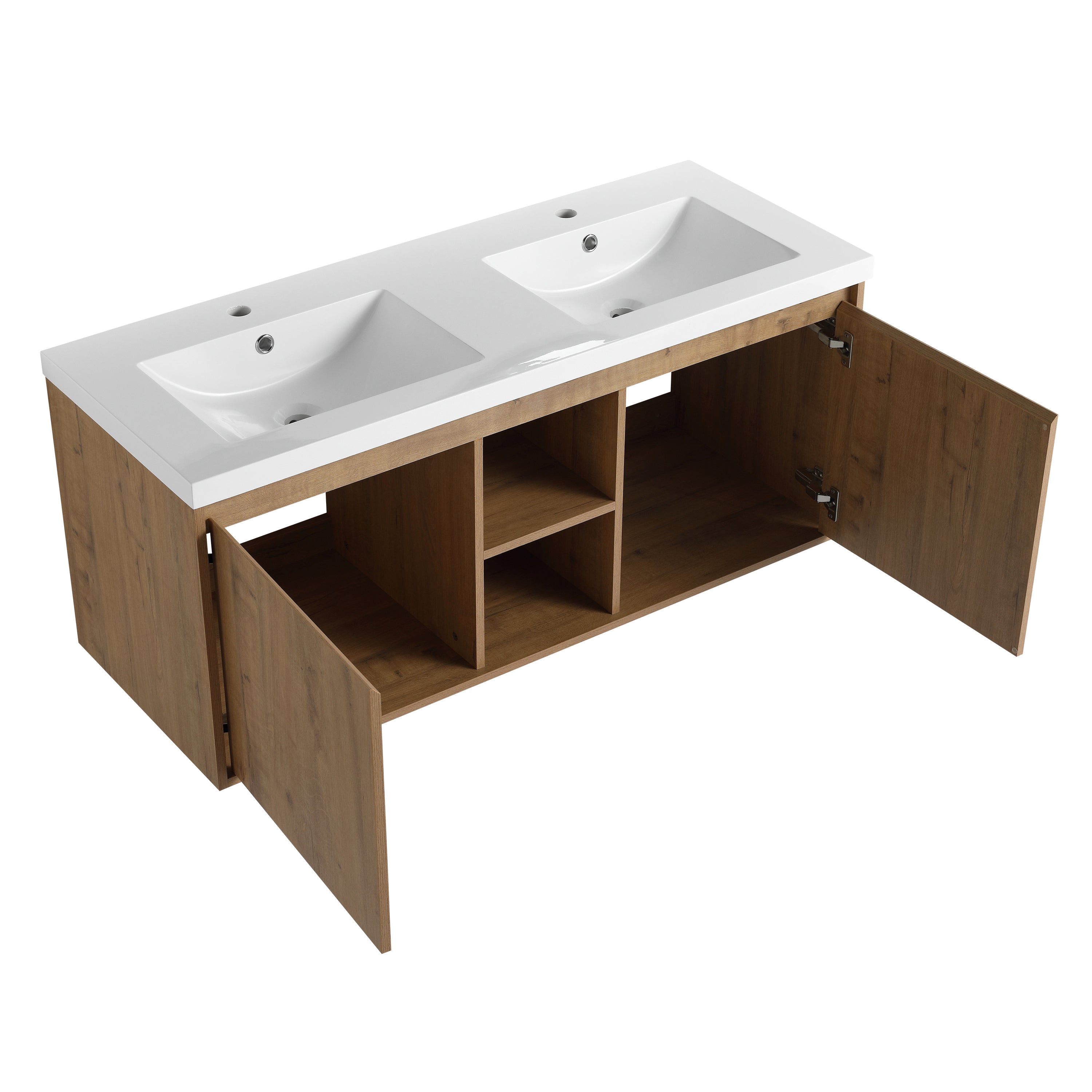 48"  Wall Mounted Bathroom Vanity With Double Sink, Soft Closing Door Hinge (KD-Package)-BVB07248IMOX-GRB4840D