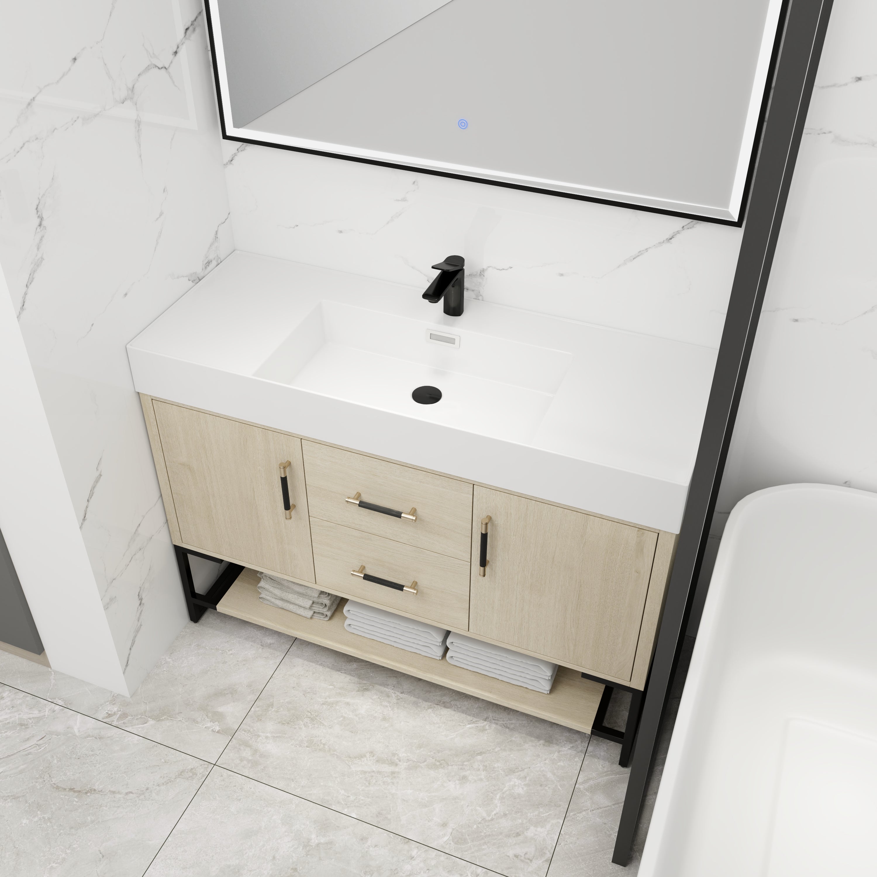 48 Inch Bathroom Vanity Freestanding Design With Resin Sink