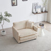 Comfy Deep Single Seat Sofa Upholstered Reading Armchair Living Room Chair Beige Chenille Fabric , 1 Toss Pillow