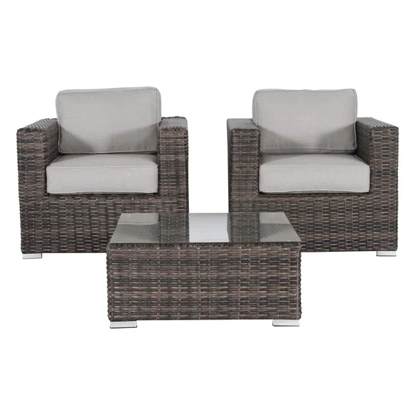 Fully Assembled 2-Person Rattan Wicker Seating Set with Cushions