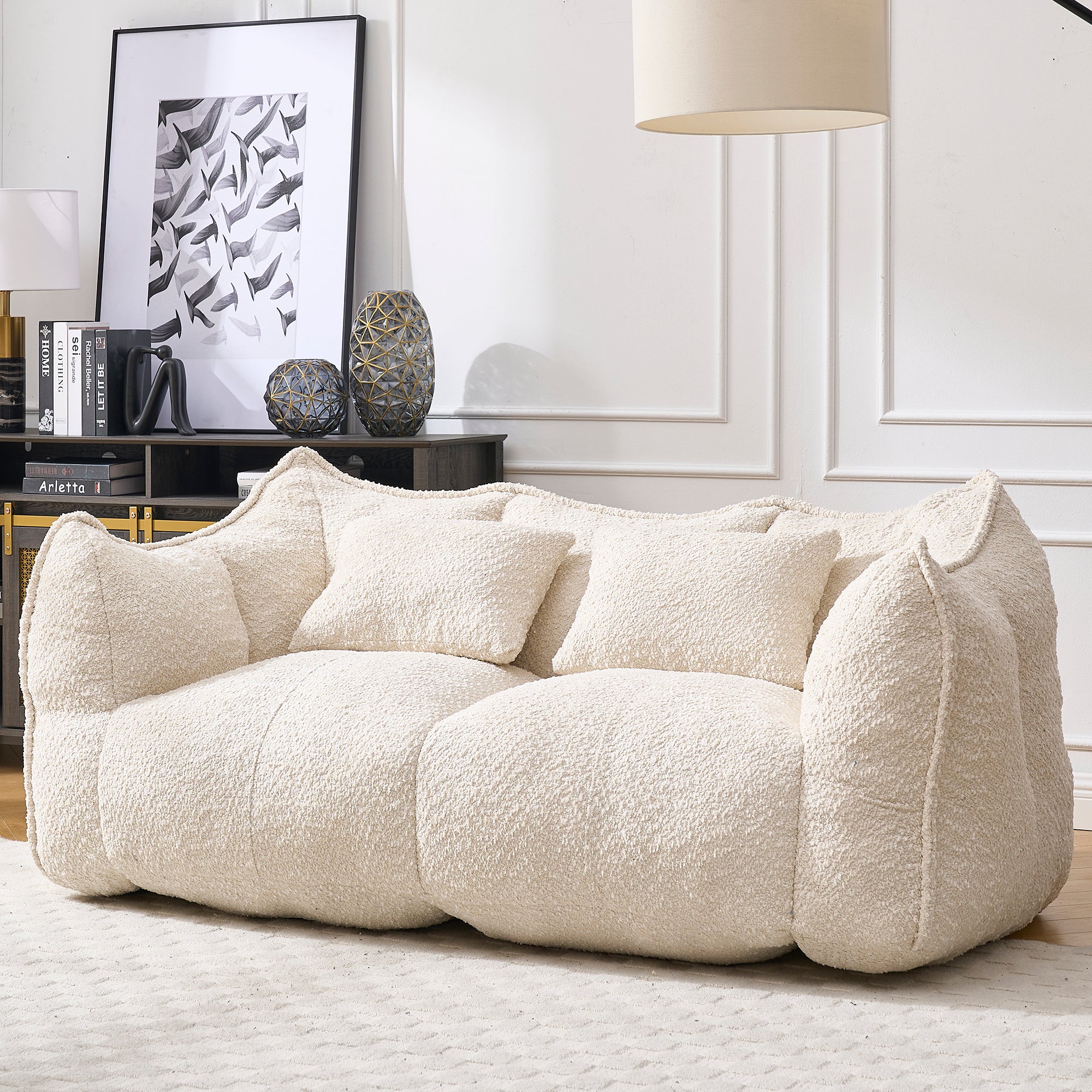Square recliner beanbag sofa foam seat, detail view