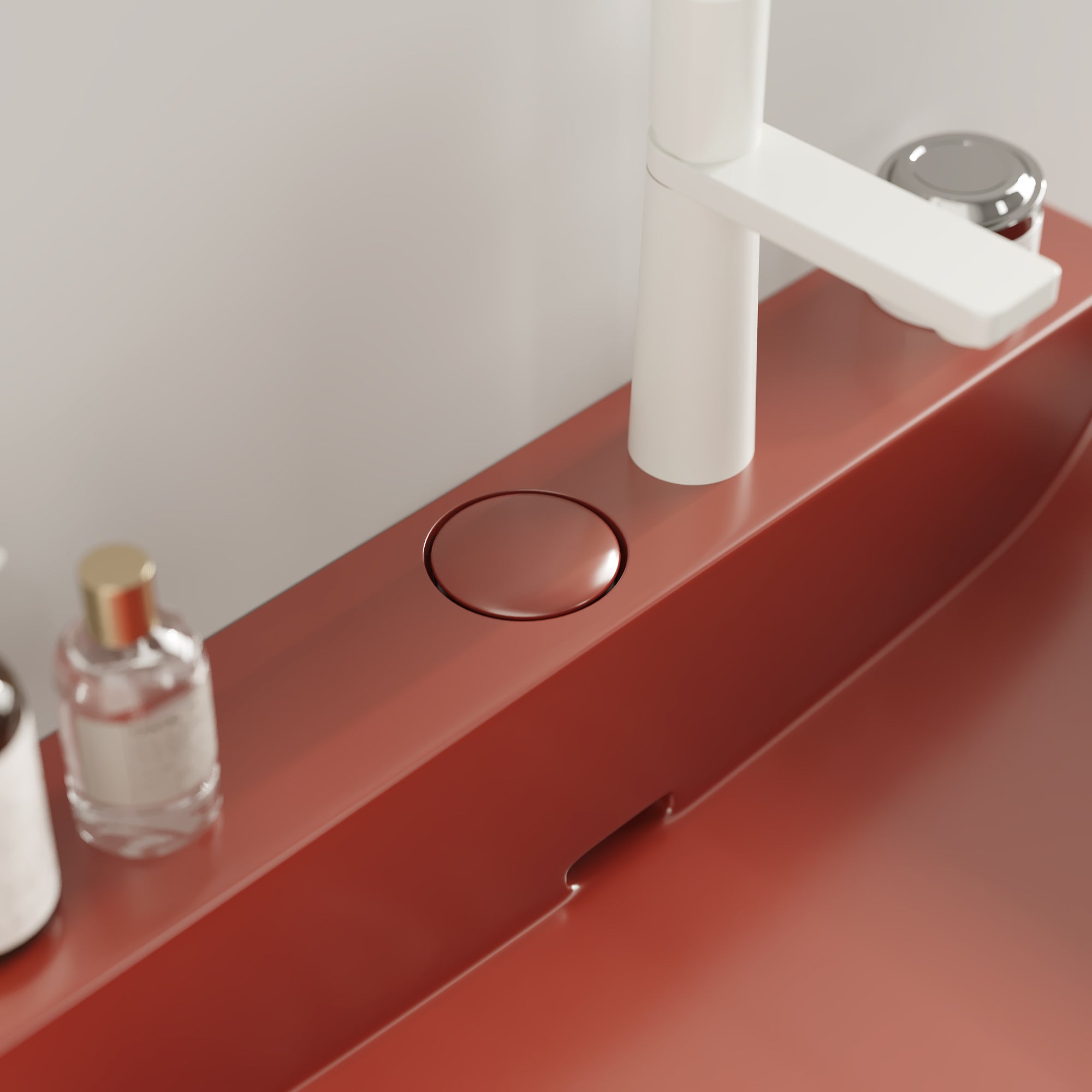 LOFI 24'' Bathroom Sink without Cabinet, Red Ceramic Basin