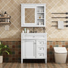 30 inch modern freestanding bathroom vanity with single sink and mirror cabinet, front view