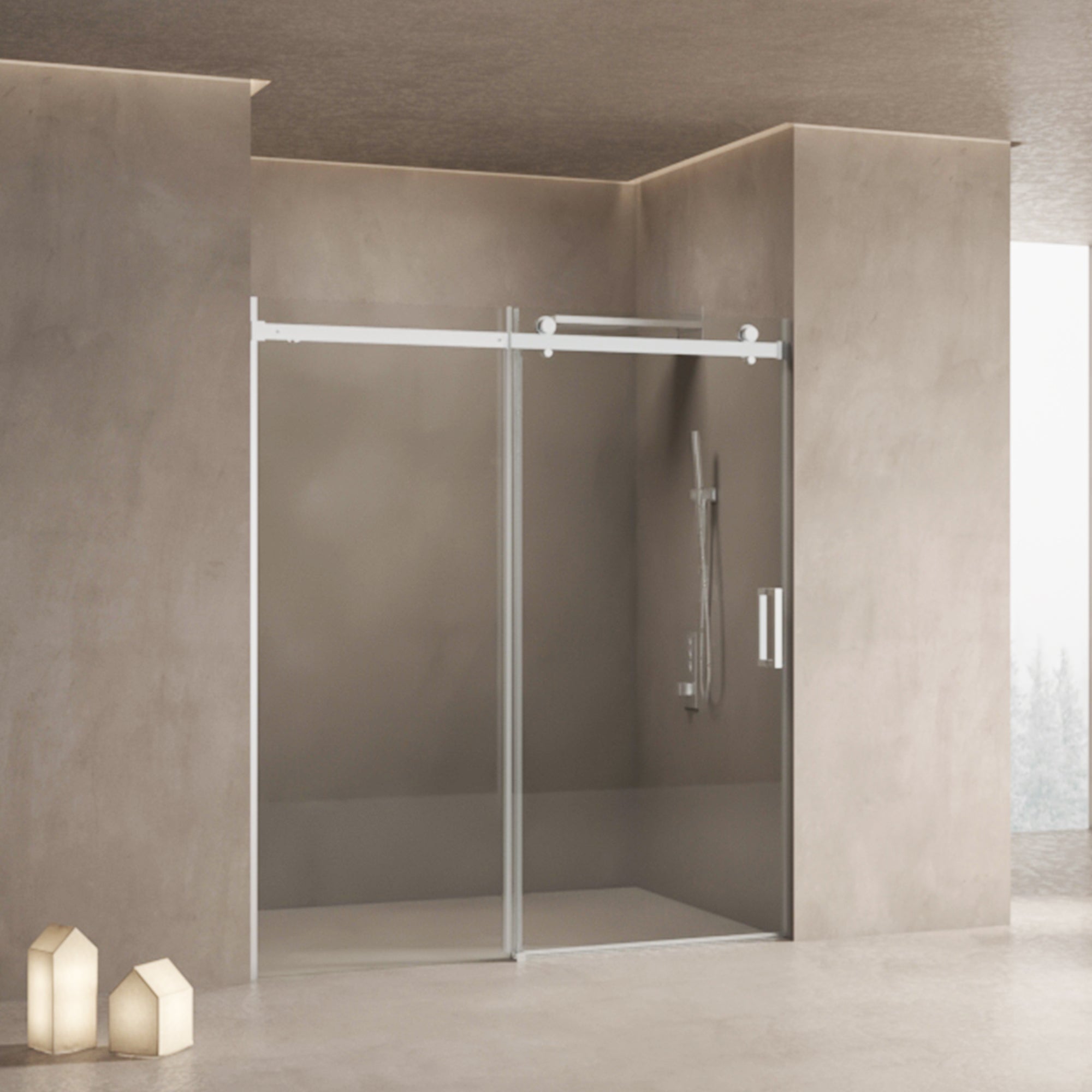 56"-60"W x 70"H Frameless Shower Door, Sliding Shower Door, with Premium 5/16"(8mm) Thick Tempered Glass Shower Enclosure,Double Side Easy Clean Coat,Brushed Nickel Finished With Buffer