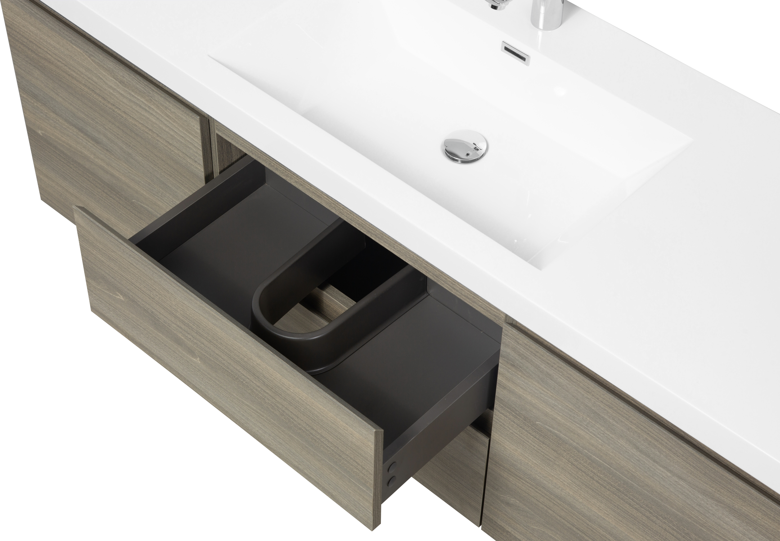 60" Floating Bathroom Vanity with Sink, Modern Wall-Mounted Bathroom Storage Vanity Cabinet with Resin Top Basin and Soft Close Drawers, Ash Grey 24V11-60SAG