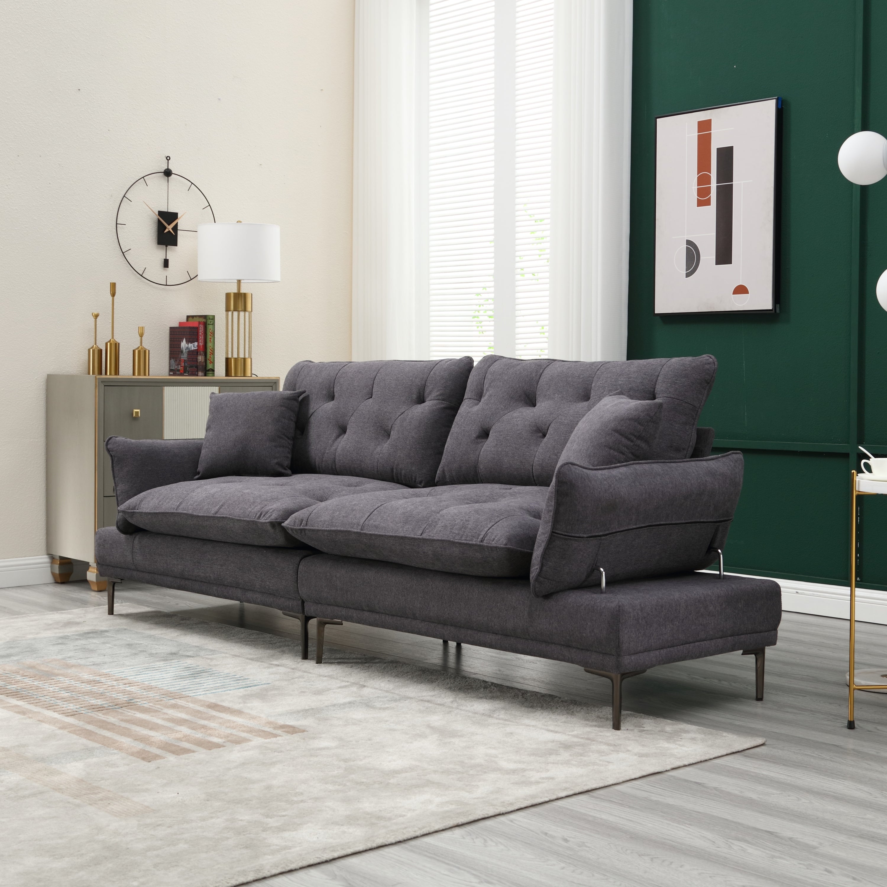 UNITED Linen Sofa , Accent sofa loveseat sofa with metal feet