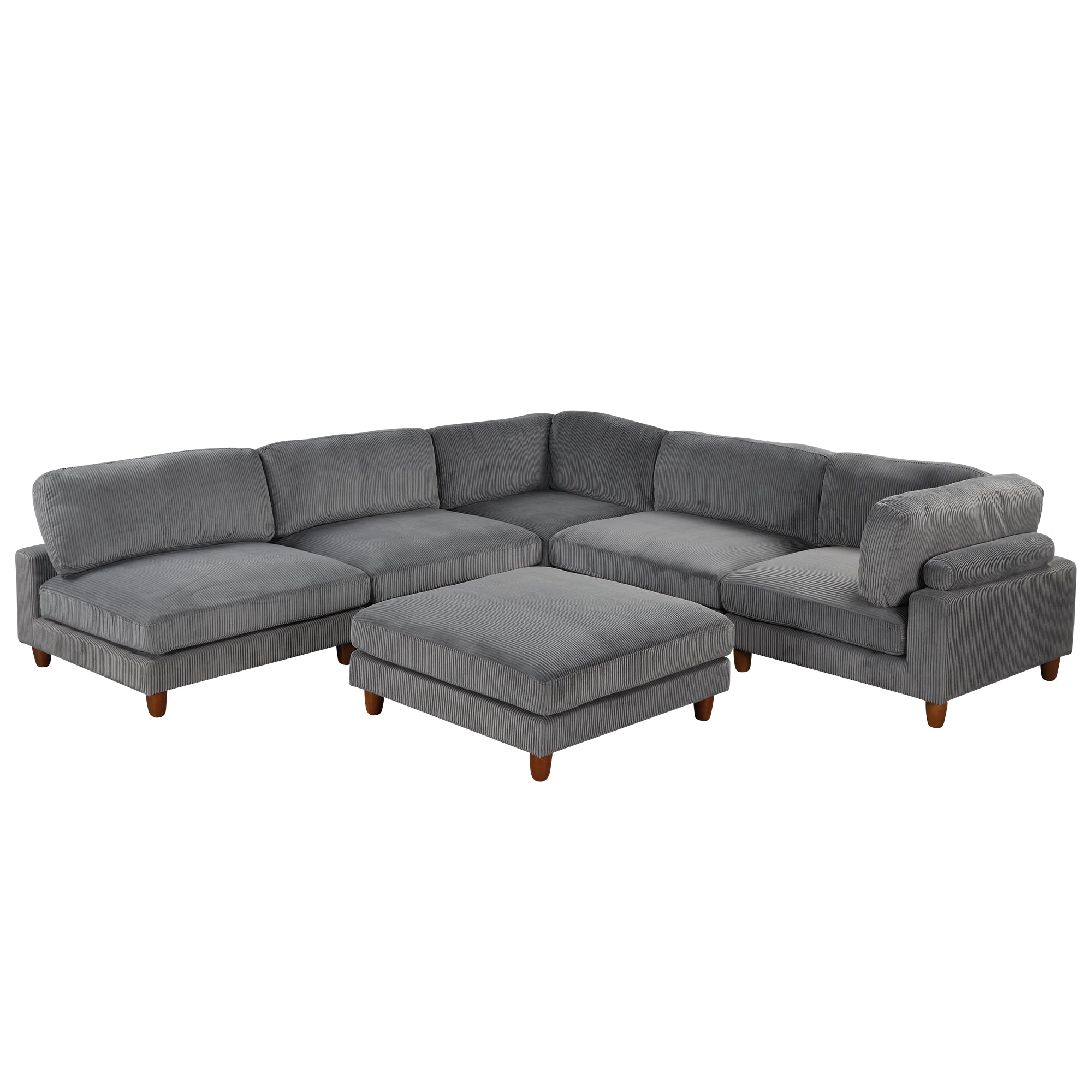 U-style 163''Modular Sectional Sofa,with Ottoman L Shaped Corner Sectional for Living Room,,Office,  Apartment (6-Seater)