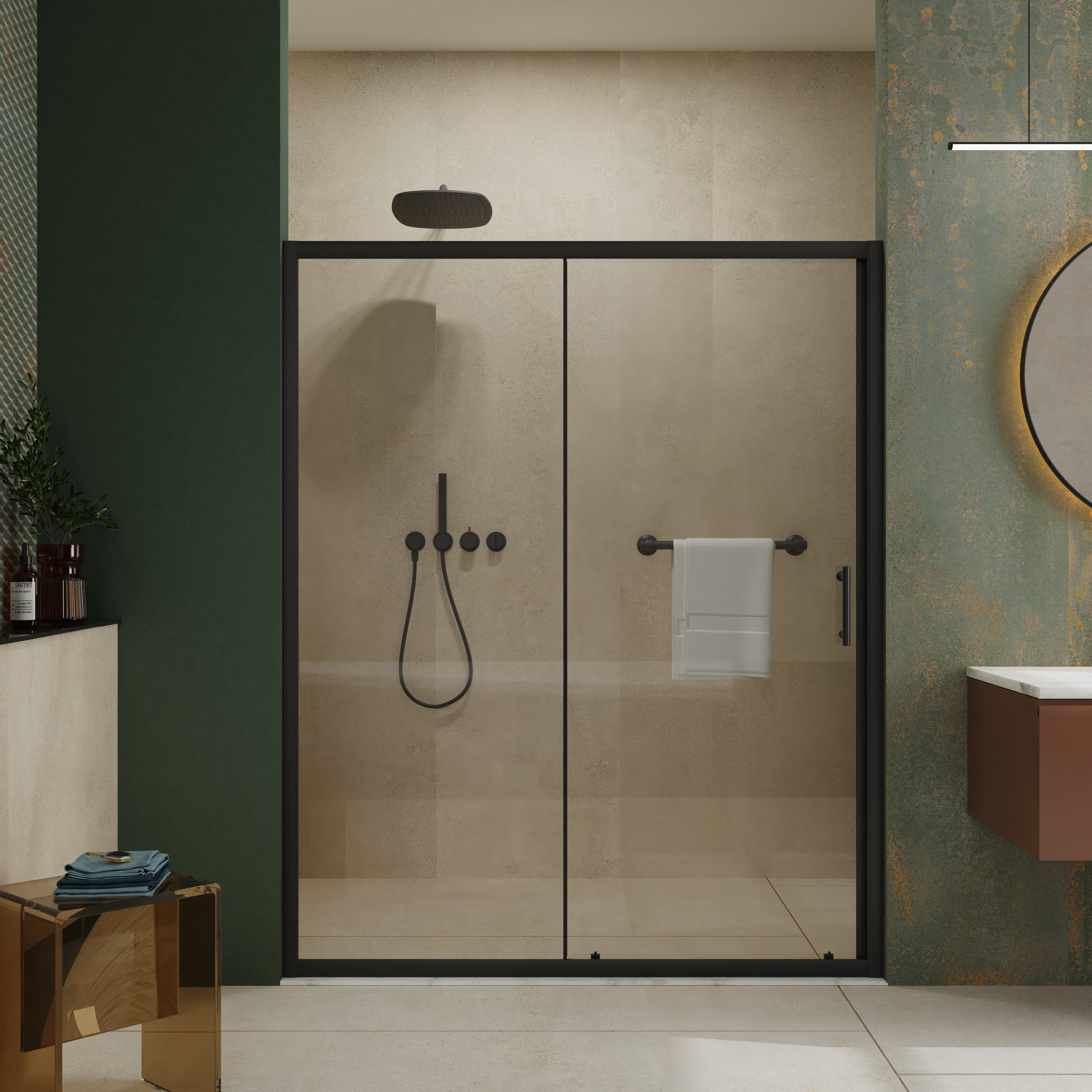 48-60 x 72 in Single Sliding Shower Door - 60 in Matte Black view 1