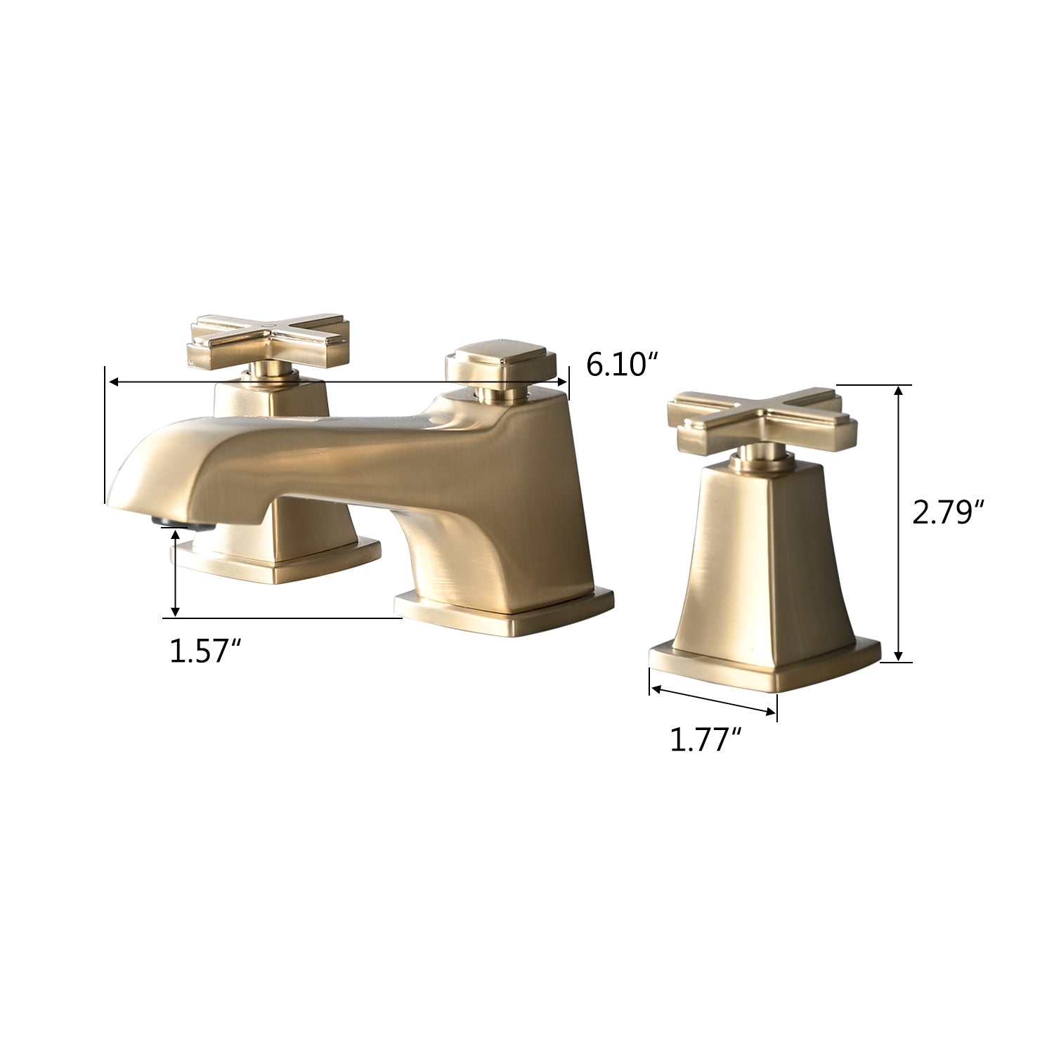 Two Handle Widespread High-arc Bathroom Faucet with Drain Assembly, Brushed Gold