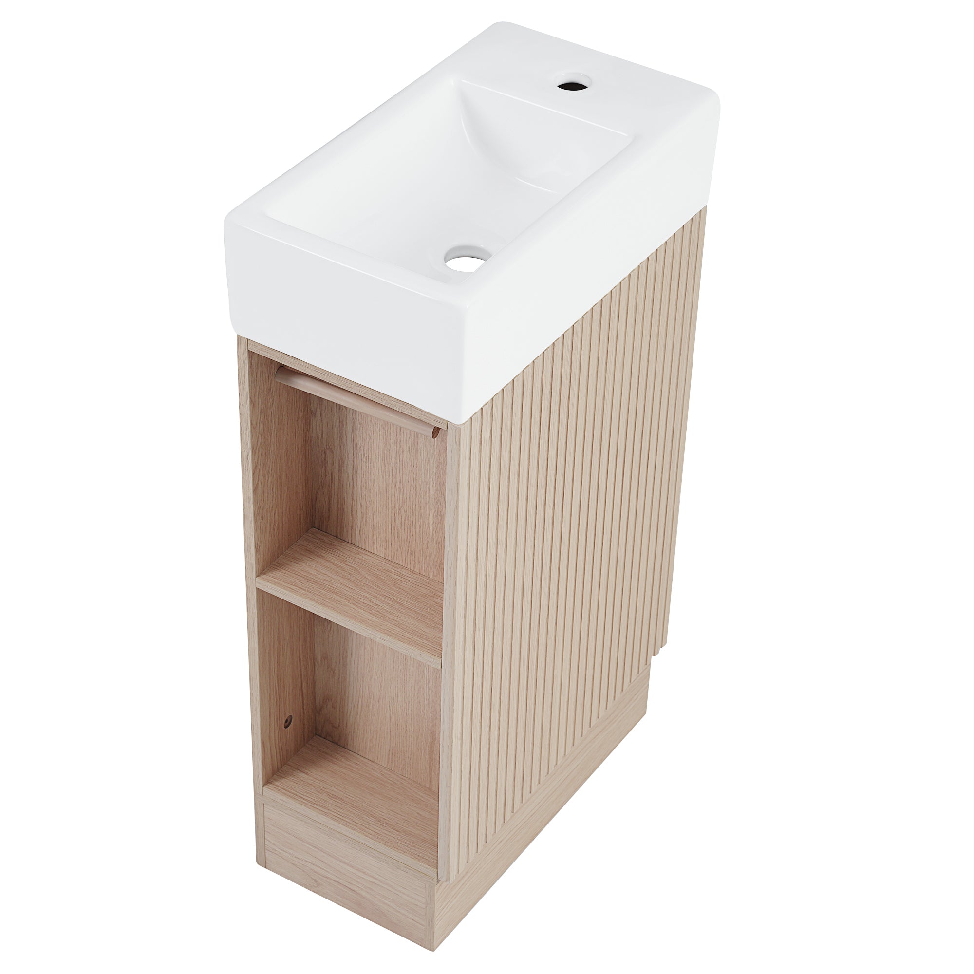 18.6" Bathroom Vanity with Sink, Bathroom Vanity Cabinet with Two-tier Shelf, Left or Right Orientation, Natural