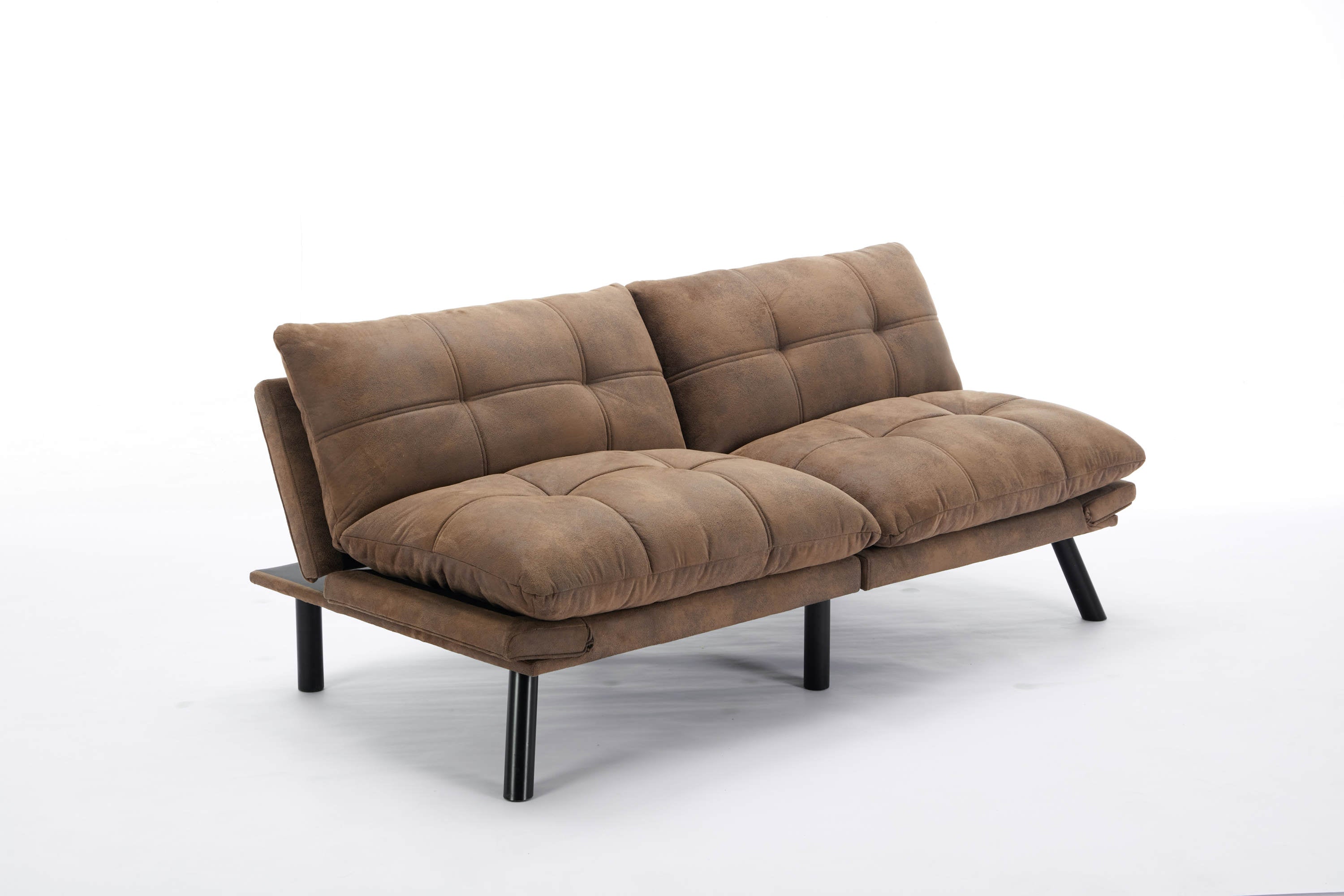 Leatehr Feeling Brown Convertible Folding Modern sofa Bed