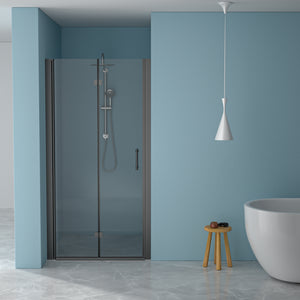 30-36 x 72 in fold frameless shower door matte black