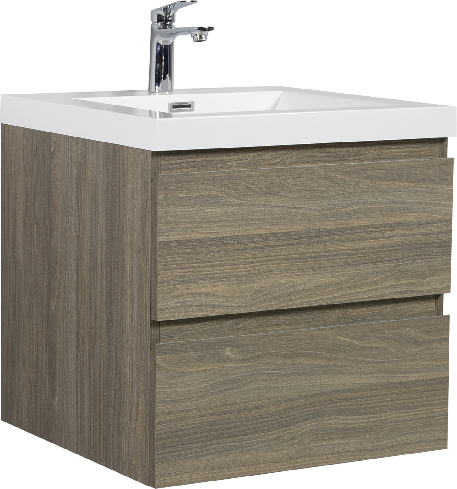 24" Floating Bathroom Vanity with Sink, Modern Wall-Mounted Bathroom Storage Vanity Cabinet with Resin Top Basin and Soft Close Drawers, Ash Grey 24V11-24AG