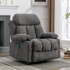 Vanbow.Swinging recliner massage heated sofa, with USB and 2 cup holders in side pockets, PackageA+B (gray fabric )