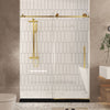 Frameless shower door 44-48 inch brushed gold front view