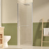 27-30 x 72 frameless pivot shower door brushed nickel front view