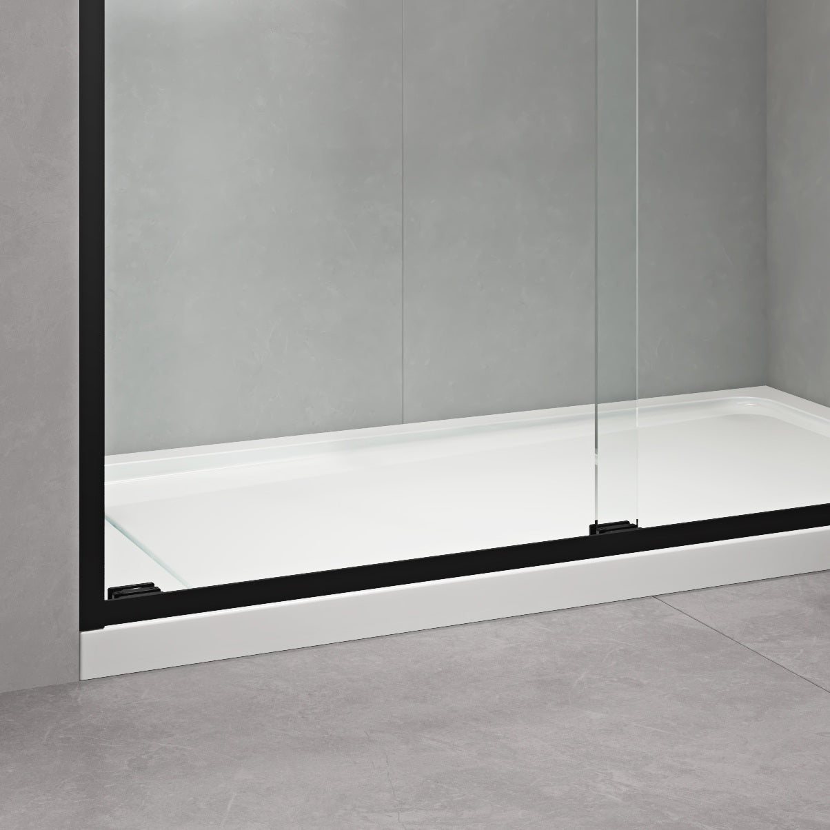 60"W x 76"H Sliding Framed Shower Door in Black Finish with Clear Glass